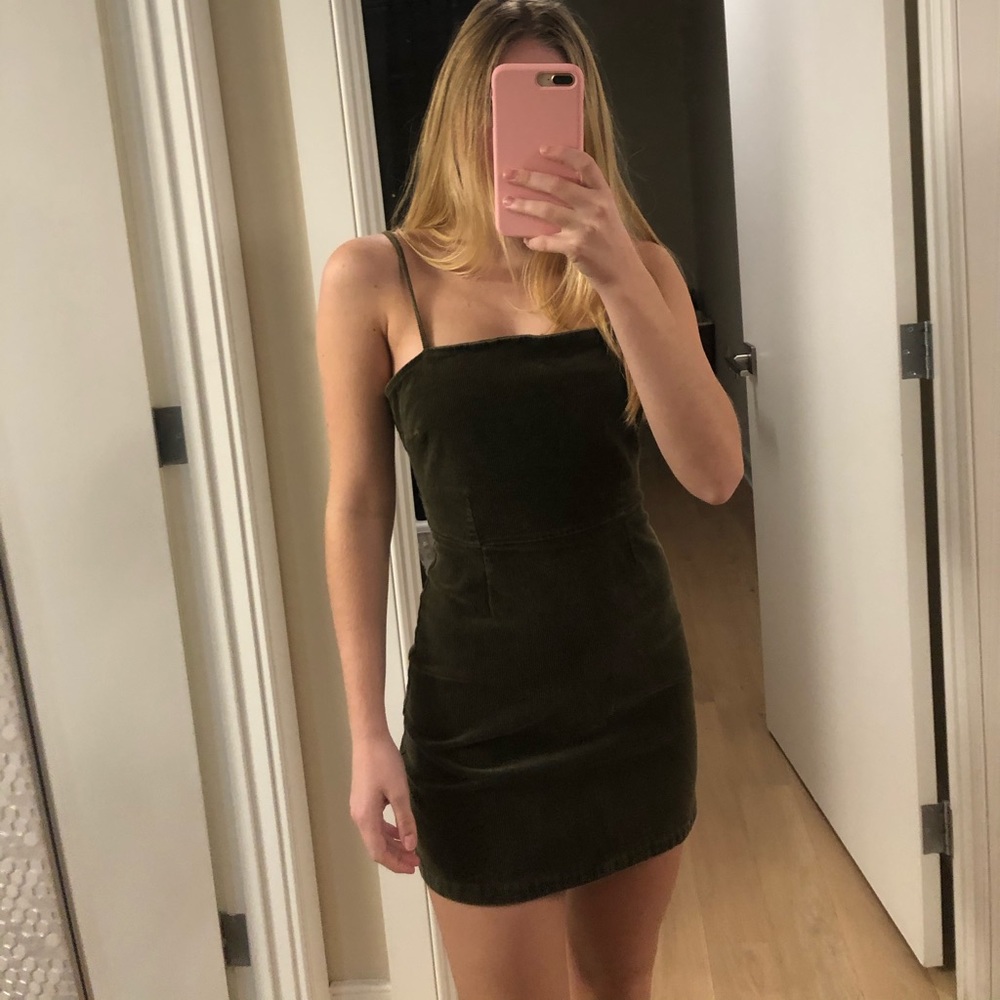Olive green corduroy dress